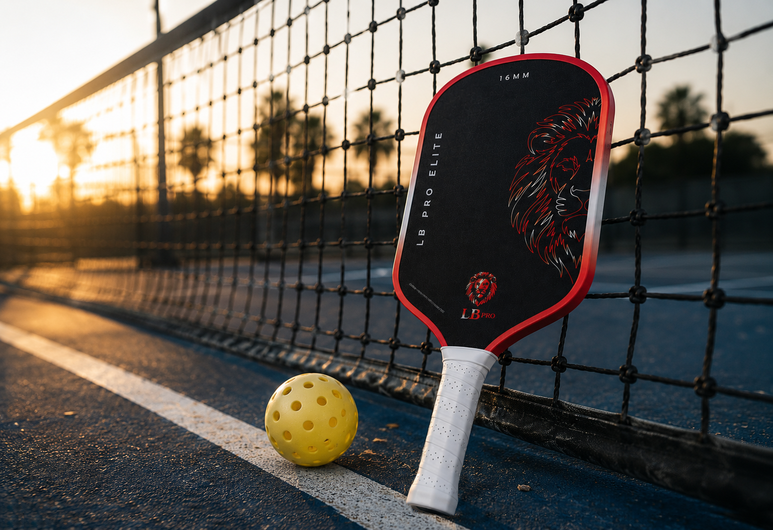 LB PRO Elite roja en pista de pickleball